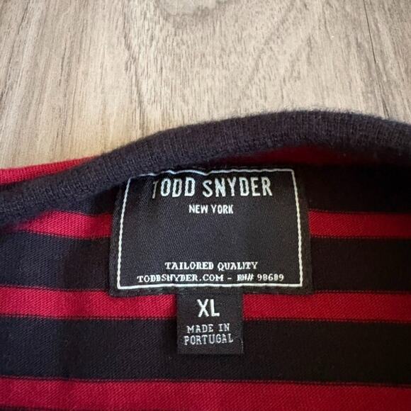 Todd Snyder Striped T-Shirt Men's Size XL Black Red Grant Stripe Slim - Picture 3 of 4
